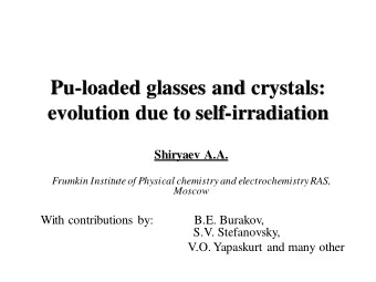 Pu-loaded glasses and crystals:  evolution due to self-irradiation  Shiryaev A.A.  Frumkin