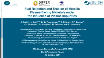 Plasma-Facing Materials under  the Influence of Plasma Impurities A. Kreter 1 , L. Buzi 1,2,3 , G.