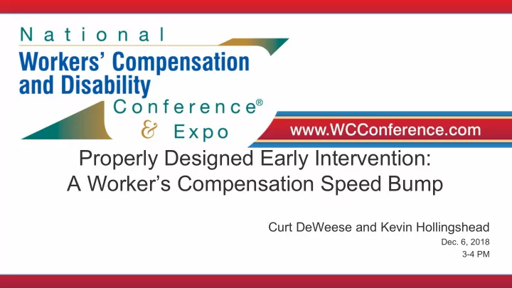 properly designed early intervention a worker s