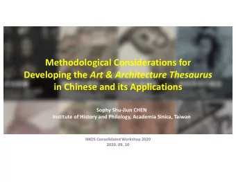 Methodological Considerations for Developing the Art &amp; Architecture Thesaurus  in Chinese and