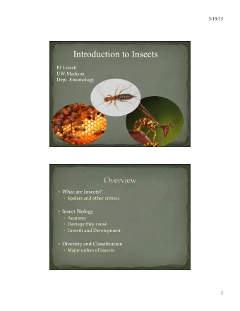 Introduction to Insects  PJ Liesch  UW-Madison  Dept. Entomology ! What%are%Insects?% !