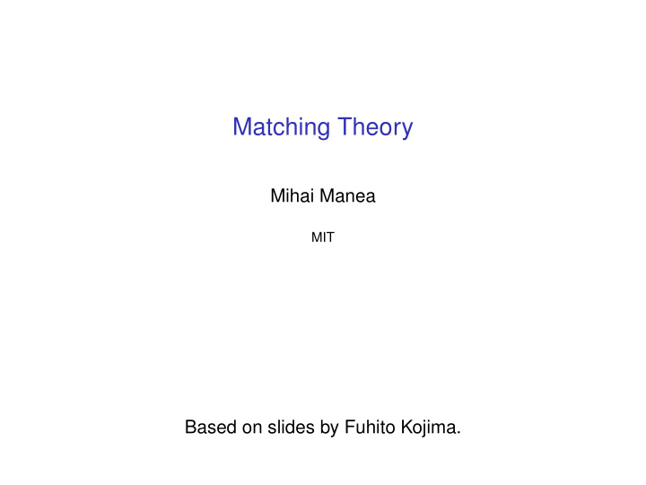 matching theory