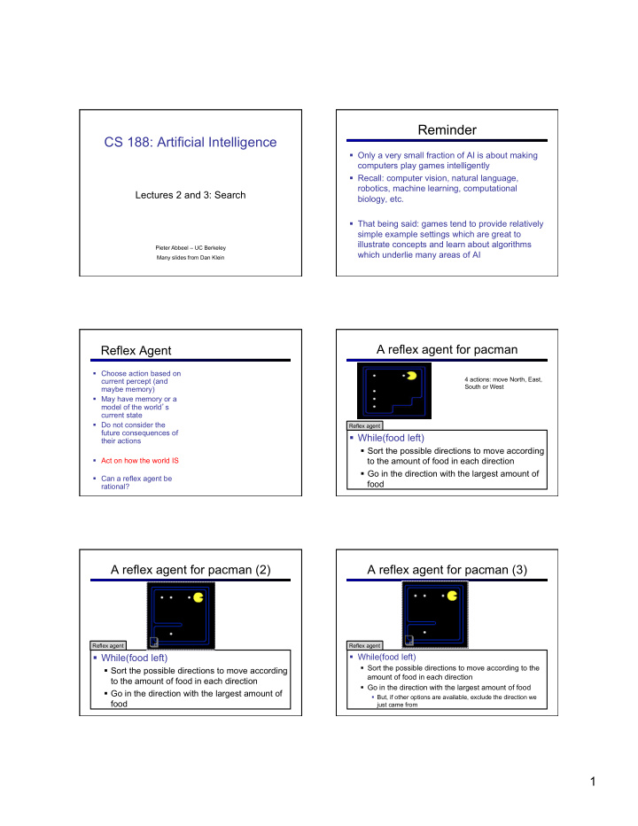 reminder cs 188 artificial intelligence