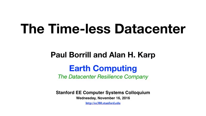 the time less datacenter