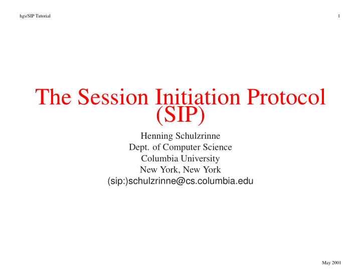 the session initiation protocol sip