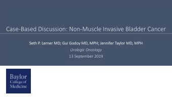 Case-Based Discussion: Non-Muscle Invasive Bladder Cancer  Se  Seth P.  . Lerner MD; Gu  Gui Go