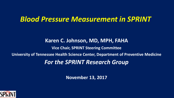 blood pressure measurement in sprint