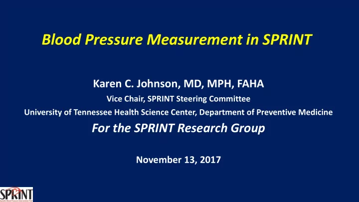 blood pressure measurement in sprint