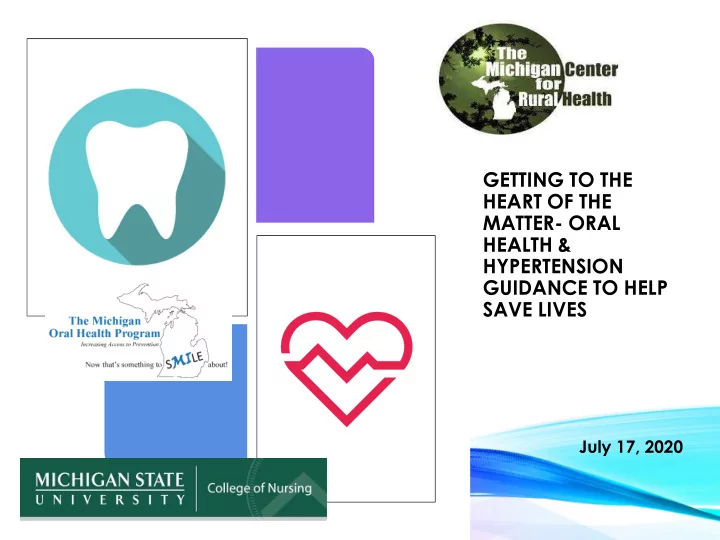 getting to the heart of the matter oral health