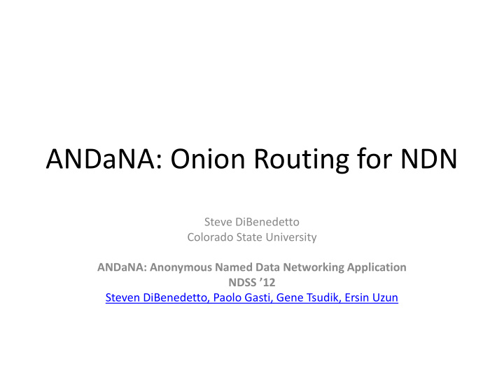 andana onion routing for ndn