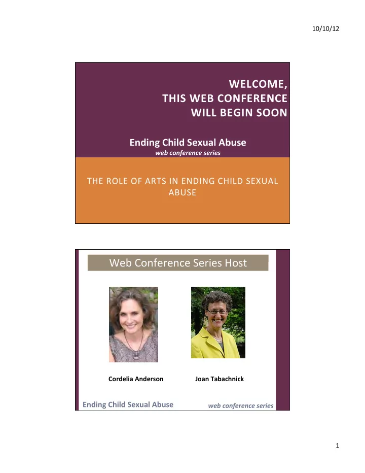 welcome this web conference will begin soon