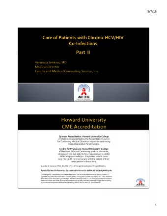Care  of  Patients  with  Chronic  HCV/HIV    Co-Infections