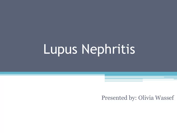 lupus nephritis