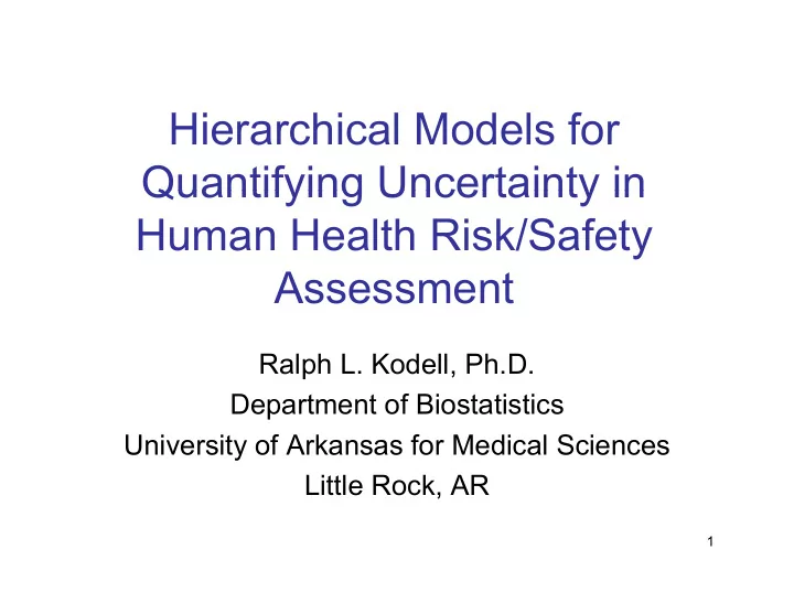 hi hierarchical models for hi l m d l f quantifying