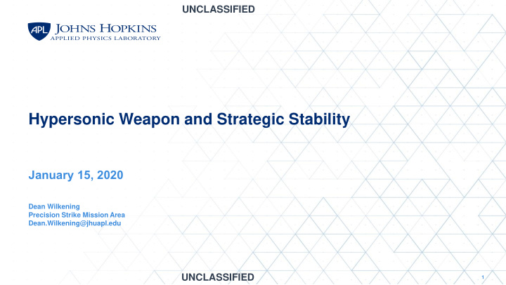 hypersonic weapon and strategic stability
