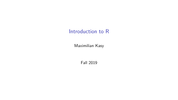 introduction to r