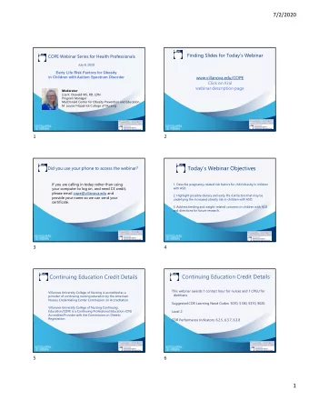 7/2/2020  Finding Slides for Todays Webinar  COPE Webinar Series for Health Professionals  July