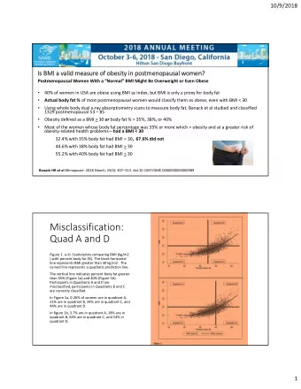 Misclassification: Quad A and D Figure 1. ab. Scatterplots comparing BMI (kg/m2 ) with percent