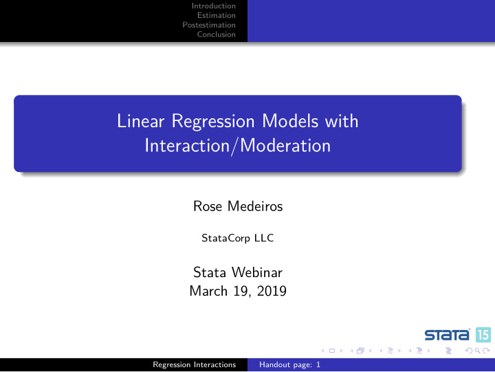linear regression models with interaction moderation