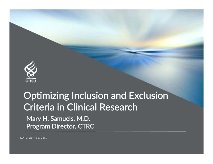 optimi opti mizing ng inclu inclusio ion and and excl
