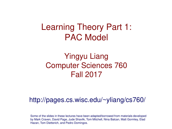 learning theory part 1