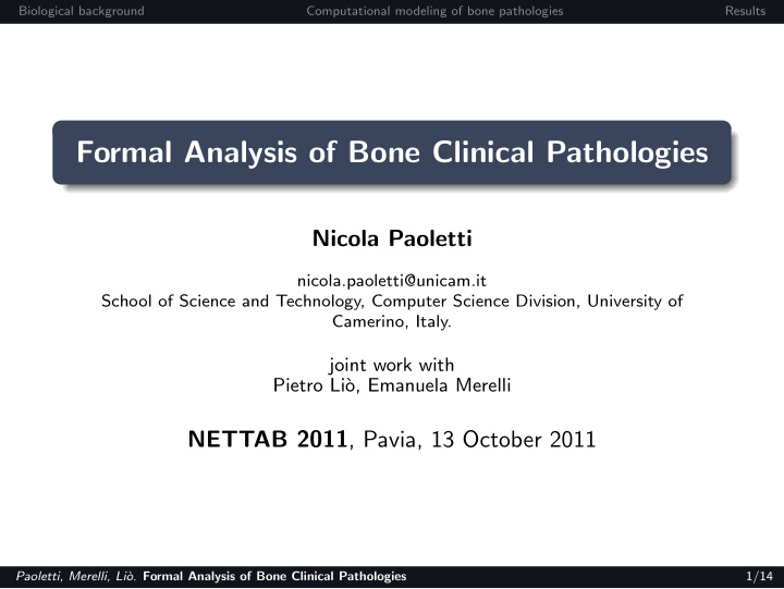 formal analysis of bone clinical pathologies