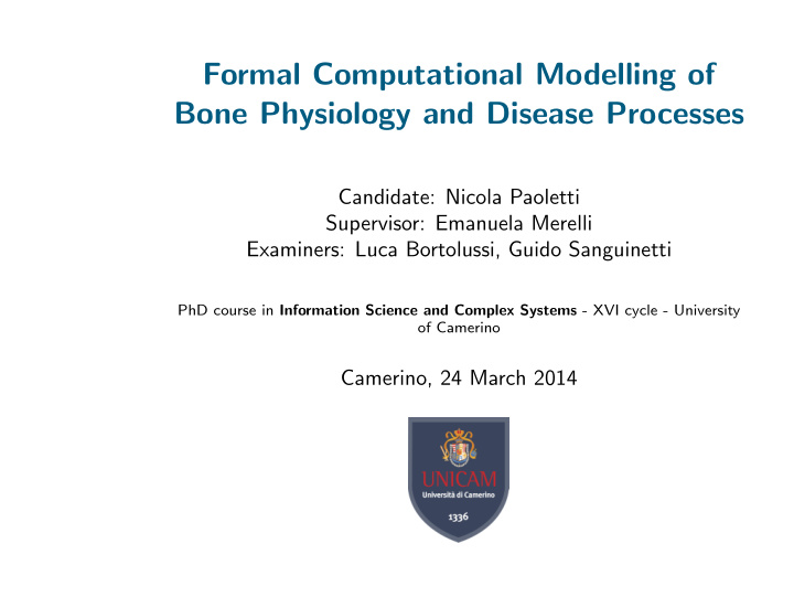 formal computational modelling of bone physiology and