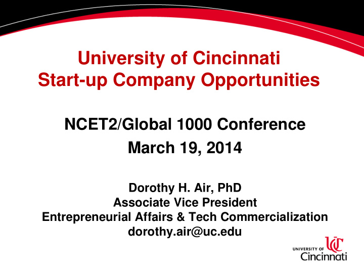 university of cincinnati start up company opportunities