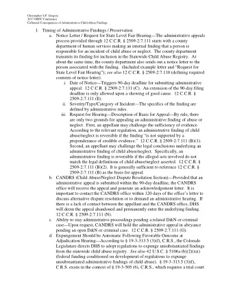 1. Timing of Administrative Findings / Preservation a. Notice Letter / Request for State Level Fair