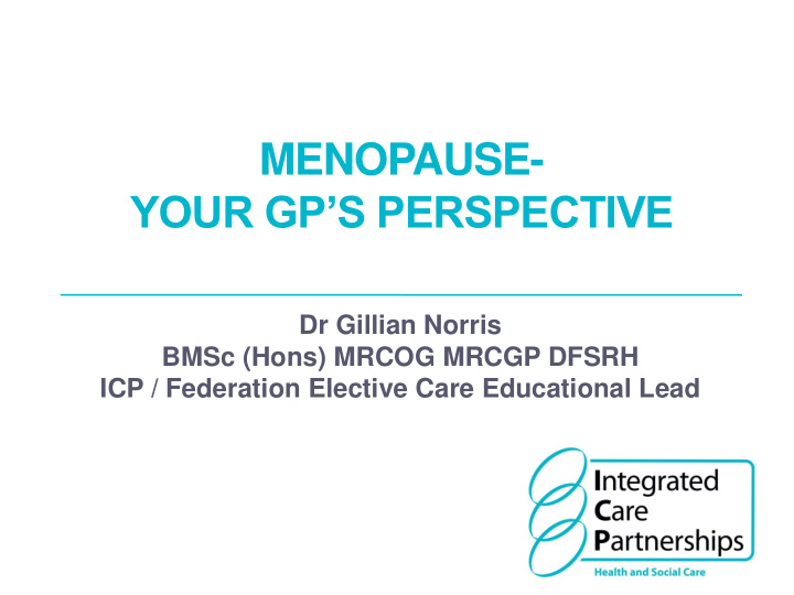 menopause your gp s perspective