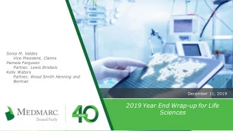 2019 Year End Wrap-up for Life  Sciences  Forward Looking Statements  Non-GAAP Measures  This
