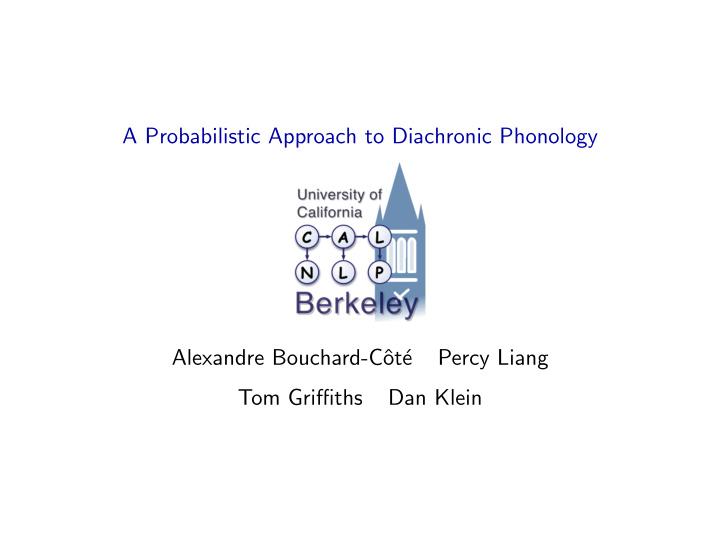 a probabilistic approach to diachronic phonology