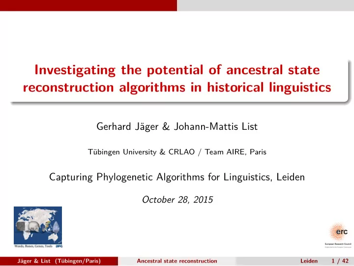 investigating the potential of ancestral state