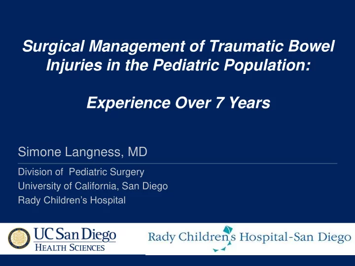 injuries in the pediatric population experience over 7