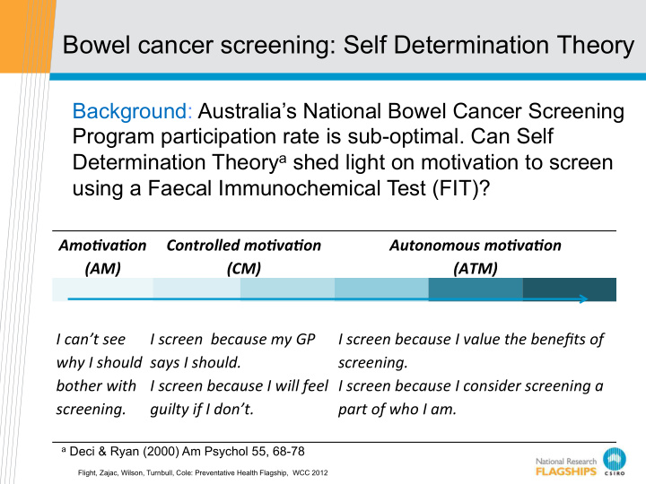 bowel cancer screening self determination theory