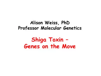 Shiga Toxin   Genes on the Move  Outline  Case Reports - O104:H4 Outbreak  Diarrheagenic