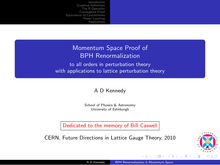 momentum space proof of bph renormalization