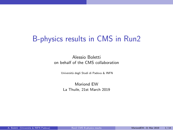 b physics results in cms in run2