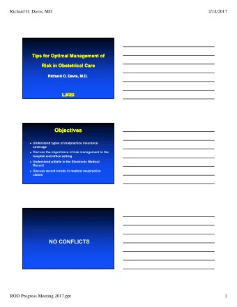 Objectives  Objectives  Understand types of malpractice insurance  coverage  Discuss the