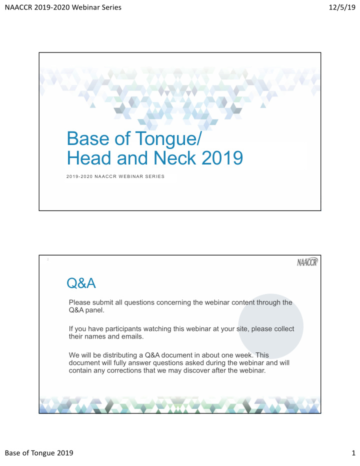 base of tongue head and neck 2019
