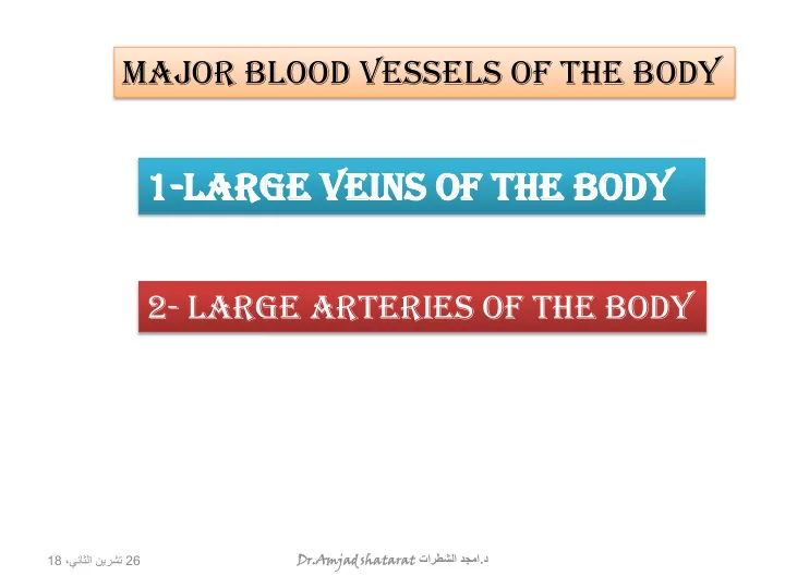 1 lar arge ge vei eins ns of of t the he bod ody