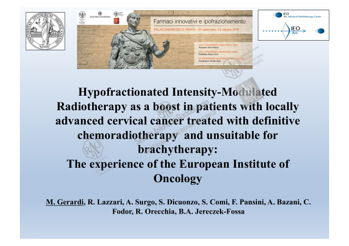 hypofractionated intensity modulated radiotherapy as a