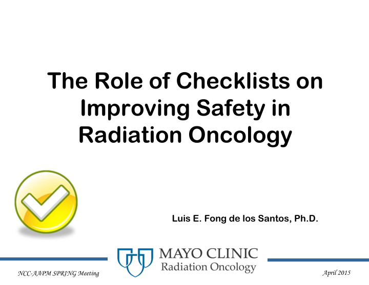 the role of checklists on improving safety in radiation