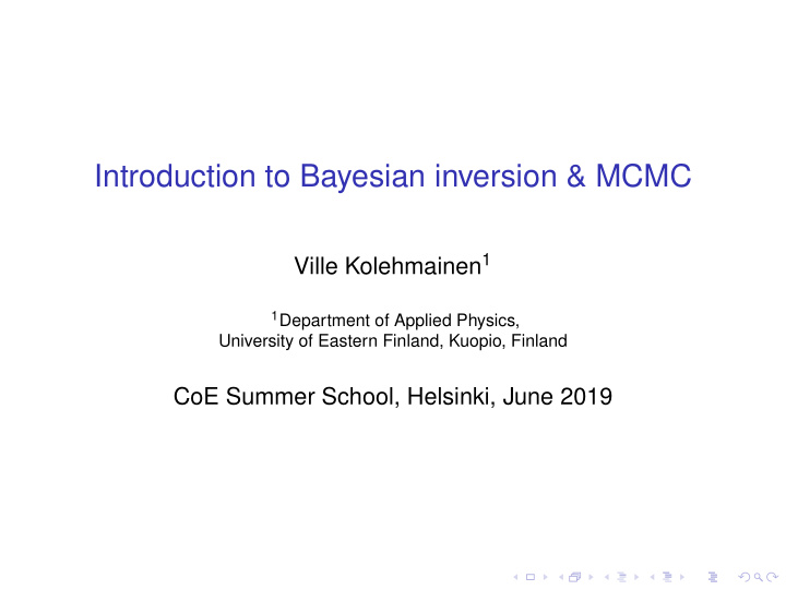 introduction to bayesian inversion mcmc