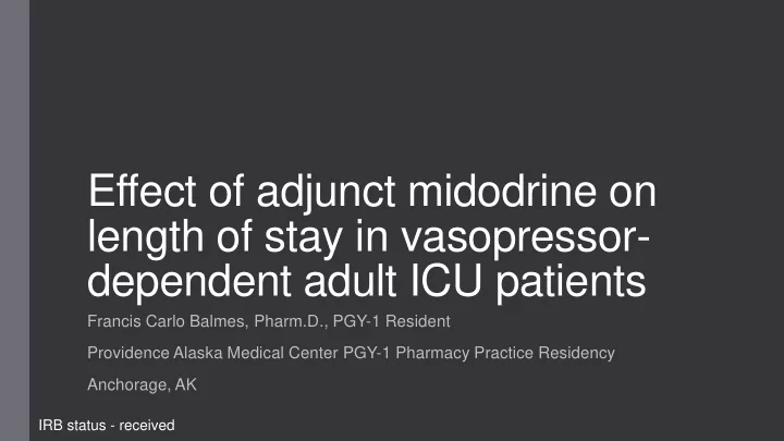 length of stay in vasopressor