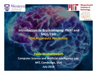 Introduction to Brain Imaging: fMRI and  MEG/EEG  The Algonauts Workshop  Yalda Mohsenzadeh
