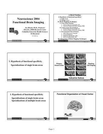 Neuroscience 2004  A. Single Areas  B. Multiple Areas  Functional Brain Imaging  II. Brain Mapping