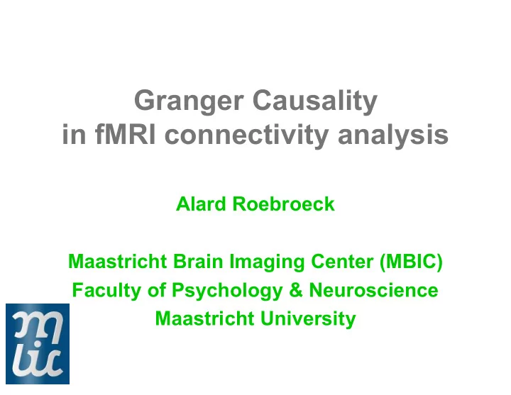 granger causality in fmri connectivity analysis