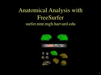 Anatomical Analysis with  FreeSurfer  surfer.nmr.mgh.harvard.edu  1  Processing Stream Overview  T1