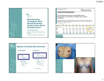 3/7/2015  Reconstructive  Techniques: What  Should the Breast  Surgeon Know About  Reconstruction?